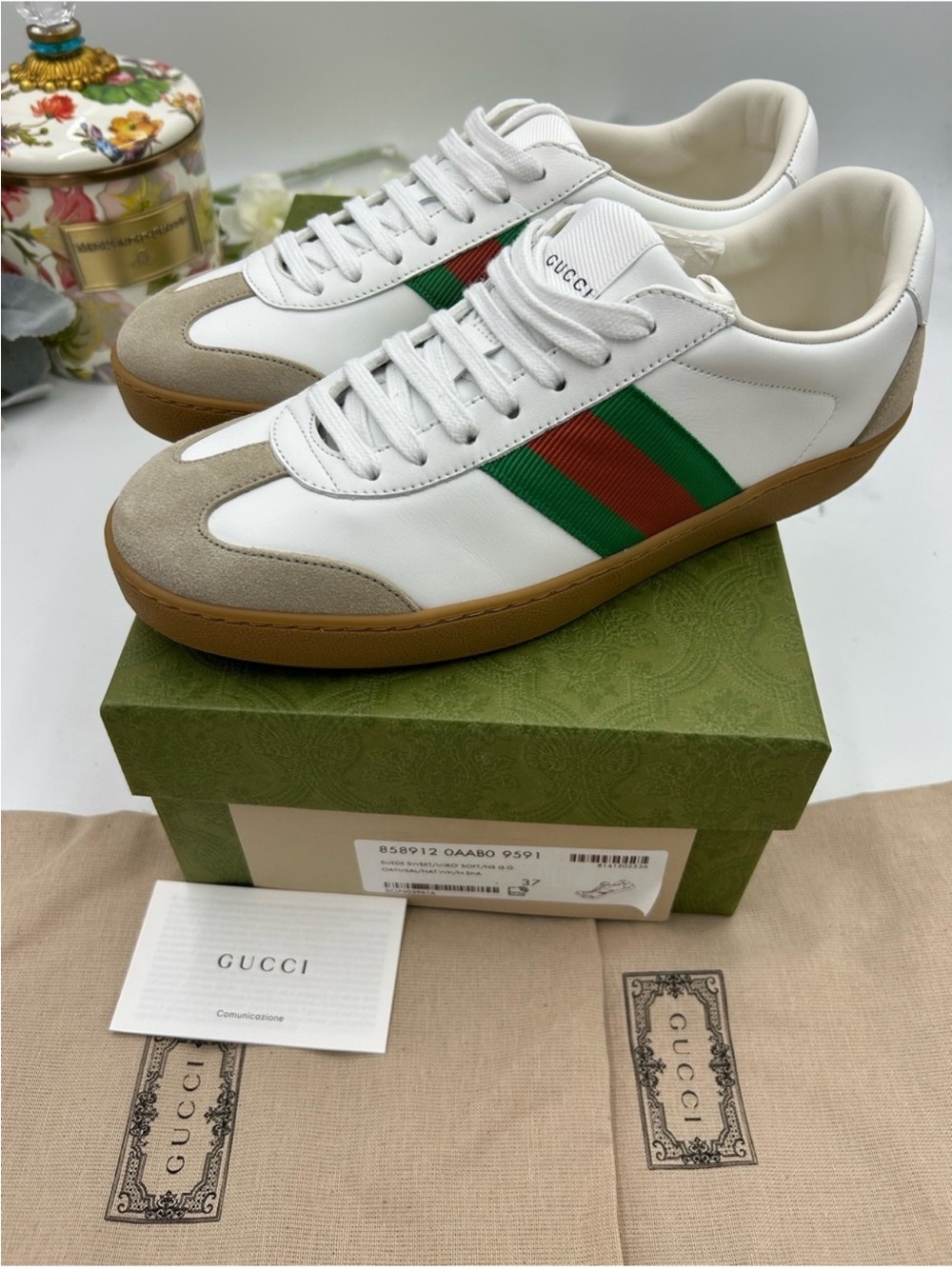 Women’s Gucci G 74 web striped suede/leather sneakers size 37 made in Italy - Picture 3 of 10